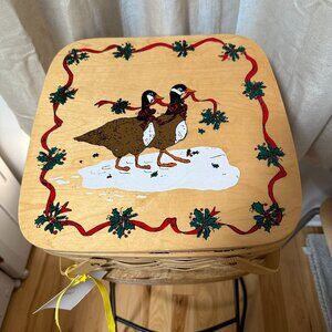 Vintage Basketville Large Wood Picnic Holiday Christmas Basket Putney Vermont